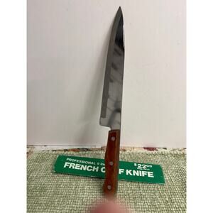 Vintage Maxam Steel Japan 9 Inch Chef Knife Wood Handle Kitchen Cutlery